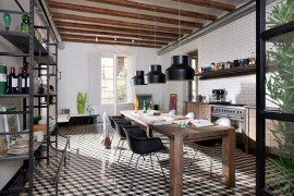 Kitchen and dining space neatly rolled into one