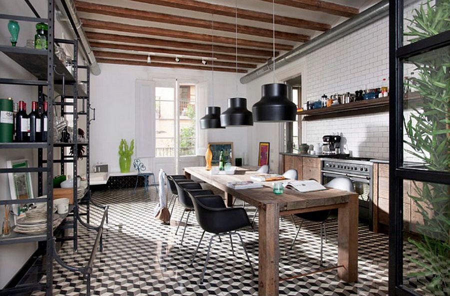 Kitchen and dining space neatly rolled into one [Design: Egue y seta Architects]