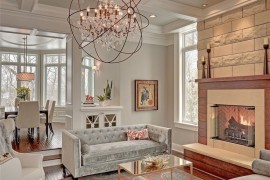 Light and airy living room with a coffered ceiling