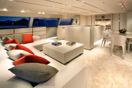 Living room of the yacht with minimal decor