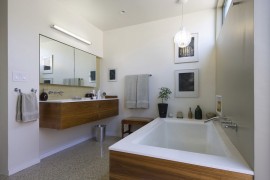 Modern bathroom with seamless terrazzo tile