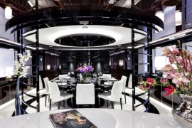 Formal dining area inside the affluent yacht