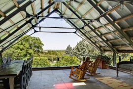 Outdoor balcony and dining area