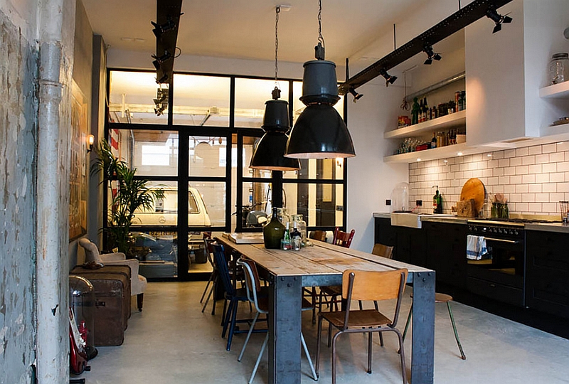 Oversized pendants are a hot trend in the chic industrial home