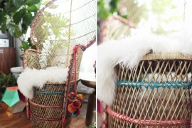 Peacock chair with yarn details from Design Love Fest