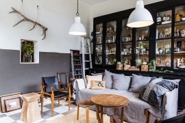 Pendant lights in white blend in with the color scheme of the living room [From: Nikki To Photography]