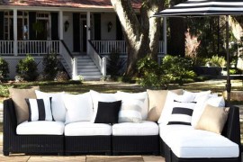 Pottery Barn black wicker sectional