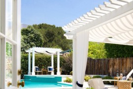 Refreshing summer poolside patio
