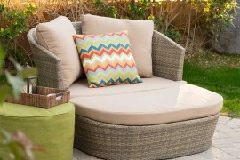 Resin Wicker Daybed with Chevron Throw Pillow