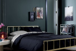 Rich painted room with black trim