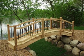 Simple garden bridge in wood