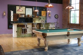 Sizzling copper pendants for the fun family room