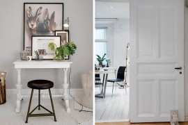 Sliding door separates the living room from the living area