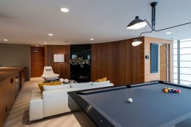 Smart game room and hangout with pool table