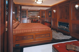 Elegant bedroom of the Tiara Yacht