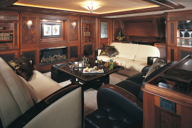 Wood brings old world charm to the yatch living room
