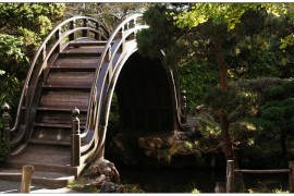 Unique bridge in the Japanese Tea Garden in San Francisco