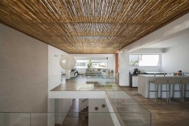 White and brown dominate the interior of the Panda House