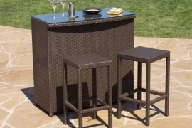 Wicker Resin Bar Top with Matching Stools