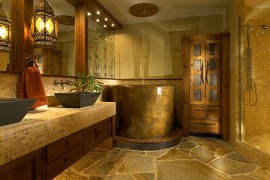 Zen-like luxury bath with Japanese soaking tub [Design: Jonathan McGrath Construction]