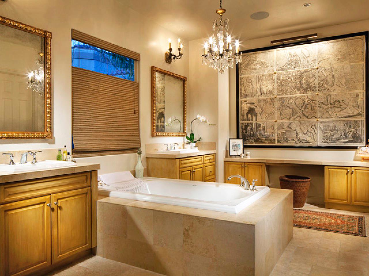 20 Luxurious Bathrooms with Elegant Chandelier Lighting