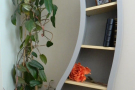 bookshelves curved blue