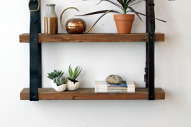 bookshelves leather and wood