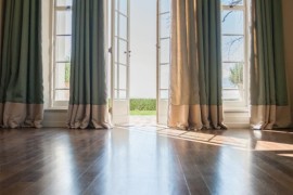 french doors high window curtains