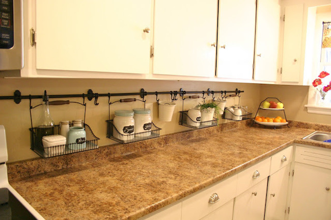 hanging baskets on wall kitchen