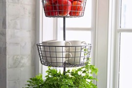 Elegant fruit stand looks good on the kitchen island as well