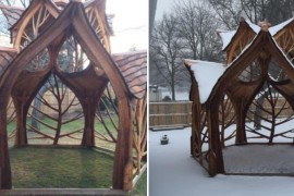 Architectural wooden gazebo