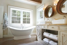 Beadboard accent feature in the traditional bathroom