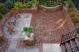 Brooklyn patio of brick and Safari Sandstone