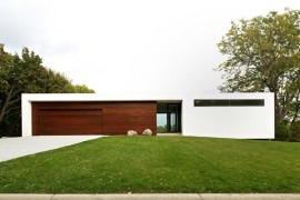 Contemporary stucco and wood house