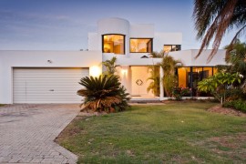 Contemporary white stucco home
