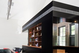 Custom crafted black box acts as entrance to the private levels