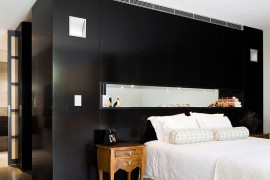 Dark bedroom accent wall in black