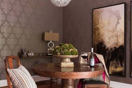 Exquisite painting blends into the wallpapered backdrop [Design: MBG Interiors]