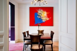 Eye-catching painting becomes the central focus of this elegant dining room [Design: Mike ALLEG]