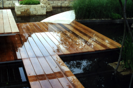 Floating deck over water can take plenty of wear and tear