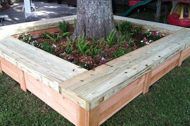 Flower bed tree bench