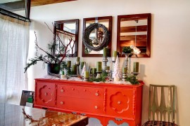Grandma's buffet painted in fiery orange for the festive dining room