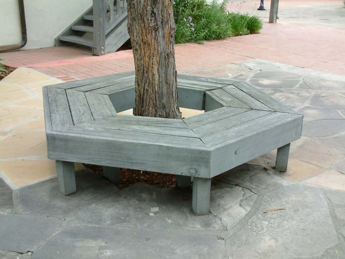 Grey hexagonal tree bench