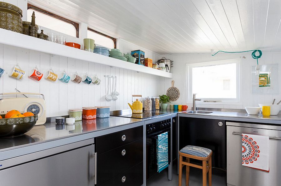 Ingenious use of kitchenware to bring color to the Scandinavian kitchen [From: Chris Snook Photography]