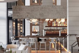 Luxurious interiors of the chic Miami Hotel next to the Atlantic