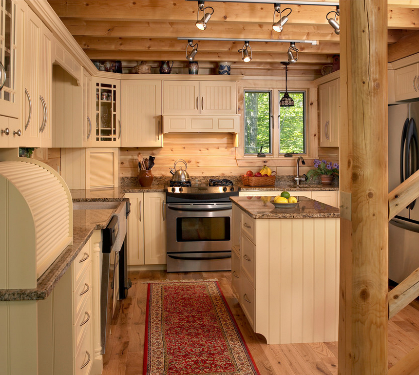 beadboard kitchen backsplash log cabin bathroom kitchens cedar maine ceiling locale fits its into rustic homes designs