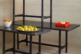 Metal-top trestle tables from West Elm