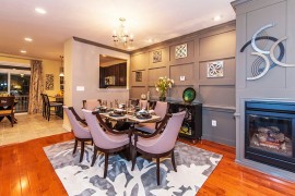 Metal wall art looks equally at home in the modern living room and dining space [Design: Haverford Homes]