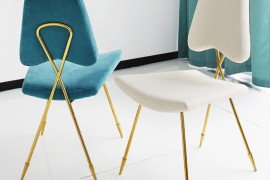 Modern dining chairs with a glass base
