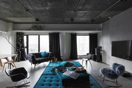 Plush ottomans create a relaxing sitting space in the living room
